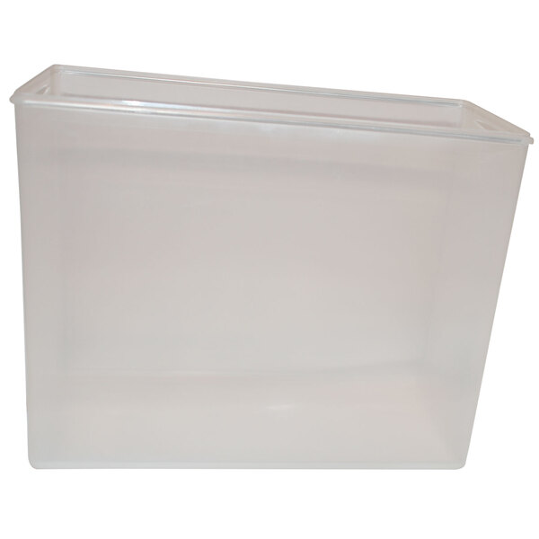 A clear plastic container with a lid.