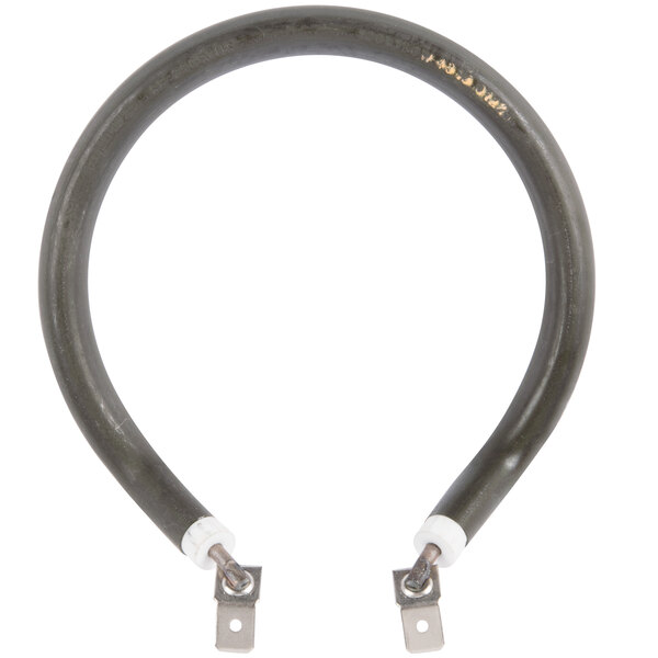 A round metal Bunn warmer heating element with black and white wires.