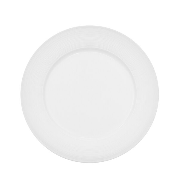 A CAC porcelain plate with a white border and circular center on a white background.
