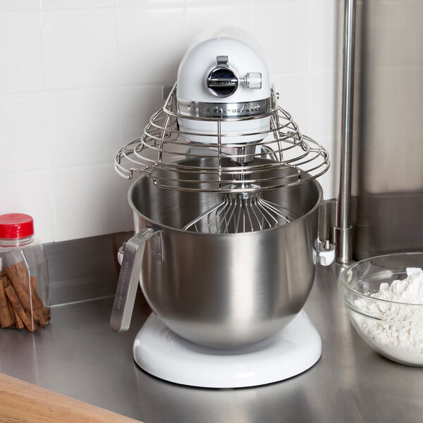 White KitchenAid 8 qt. Commercial Mixer & Bowl Guard KSMC895WH