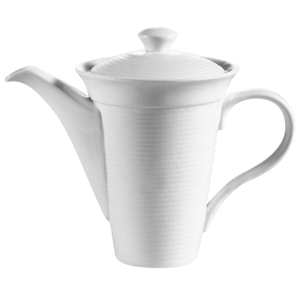 A CAC Harmony super white porcelain teapot with a lid.