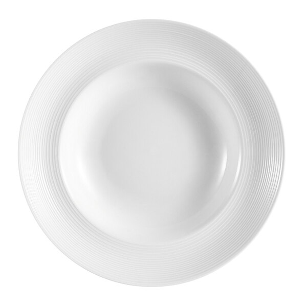 A CAC white porcelain pasta bowl with a thin rim.