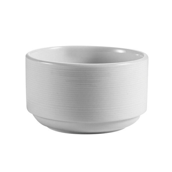 A CAC Harmony white porcelain bouillon cup with a white rim.