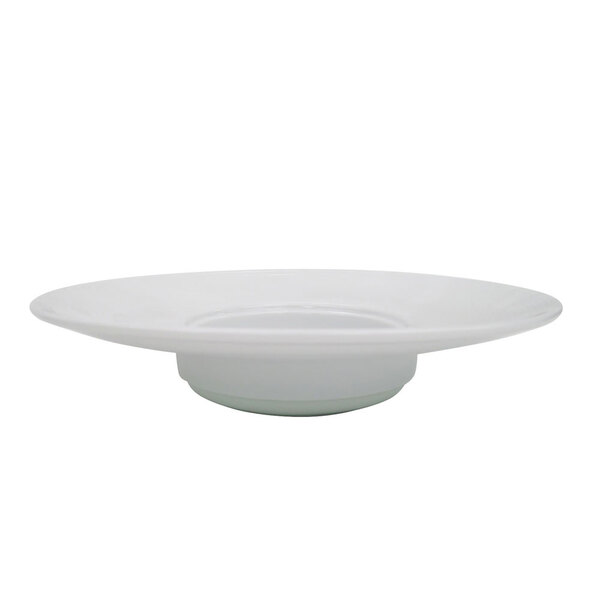 A CAC white porcelain pasta bowl with a wide rim.