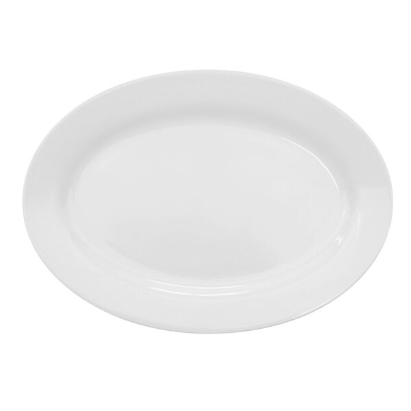 A white porcelain platter with a white rim.