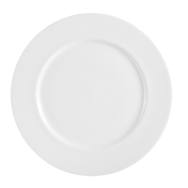 A CAC Harmony porcelain plate with a white rim and round edge on a white background.