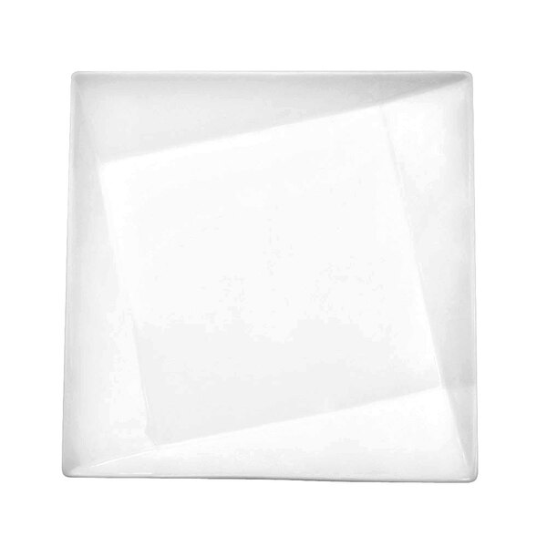 A white square porcelain plate with a square center.