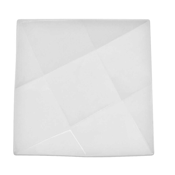 A CAC white square porcelain plate with a square pattern.