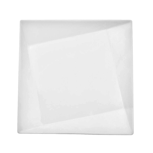 A CAC white porcelain square plate with a square center.