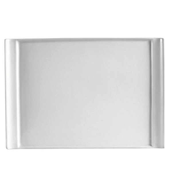 A white rectangular CAC porcelain plate.