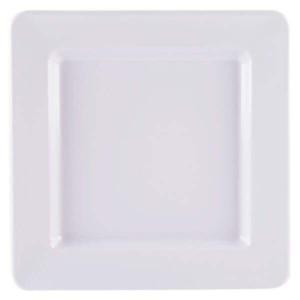A white square plate with a square edge.