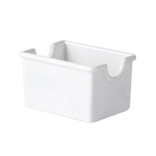 A white plastic GET sugar caddy with a handle.