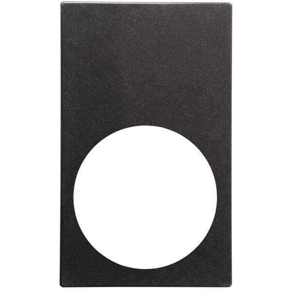 A black and white circle on a white background.