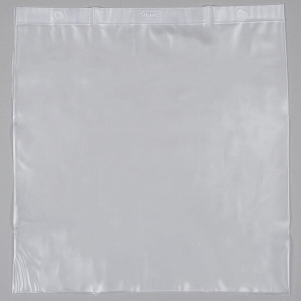 A white plastic bag with a square edge.