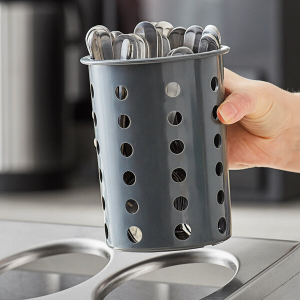Steril-Sil RP-25-GRAY Gray Perforated Plastic Flatware Cylinder