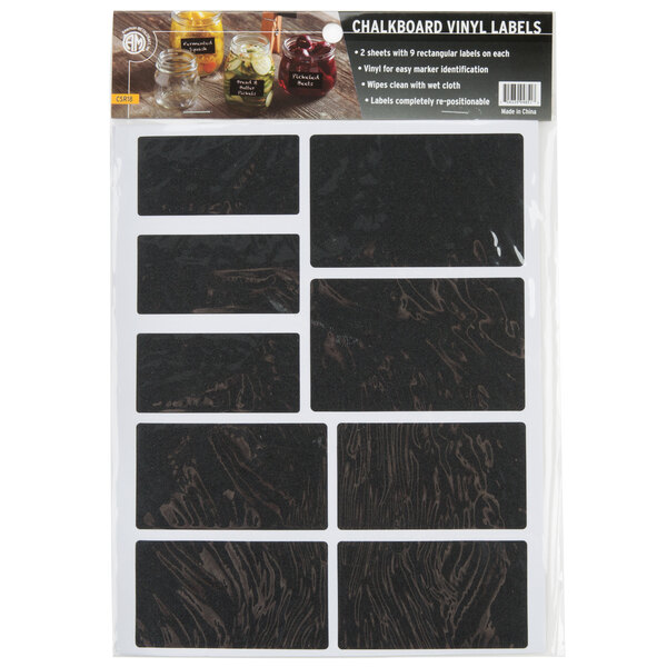 A black and white package of American Metalcraft rectangular black chalkboard labels.