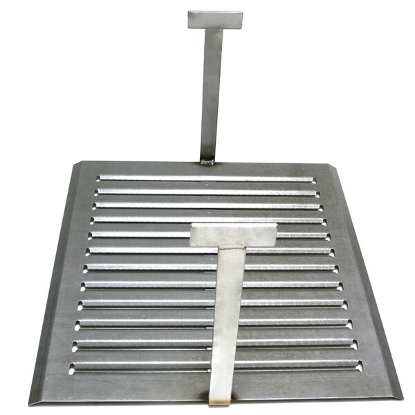 A metal tray with metal handles.