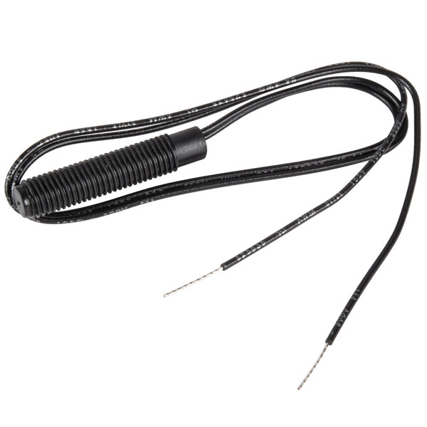 A black cable with a black wire attached to it.