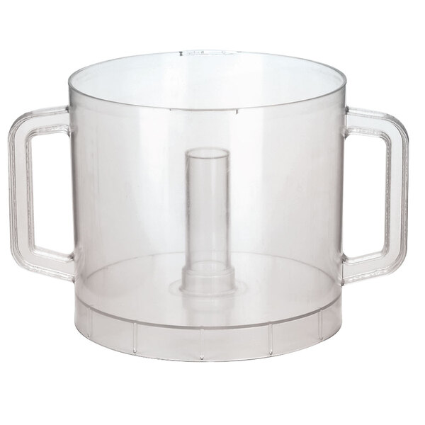 A clear plastic container with two handles.