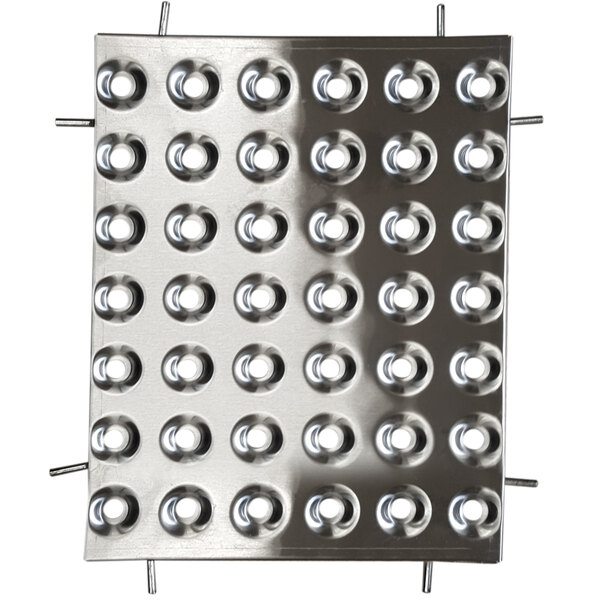 A metal Frymaster chicken/fish plate with holes.
