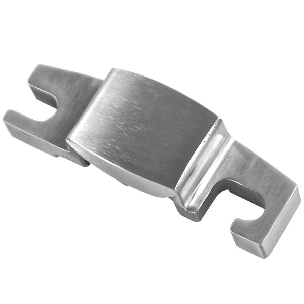 A stainless steel Edlund blade holder with two holes.
