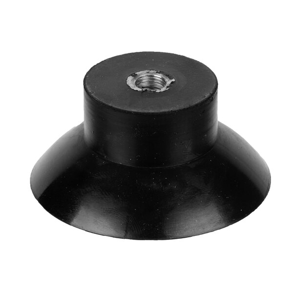 A black rubber Waring suction cup foot with a hole.