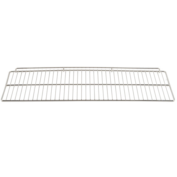 An Avantco stainless steel rack with a wire grid on it.