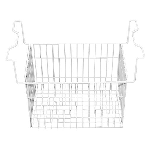 A white True wire basket with handles.