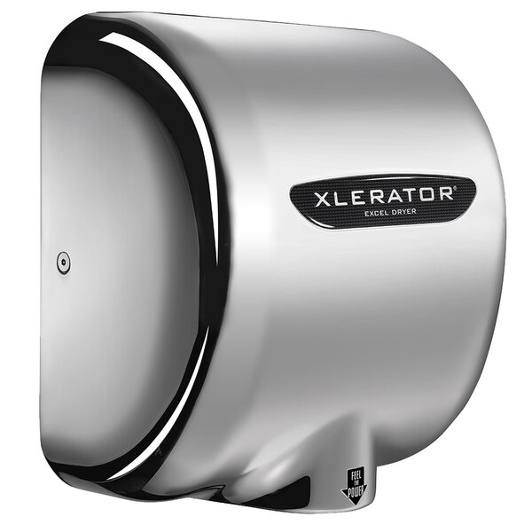 A chrome-plated Excel XLERATOR hand dryer.