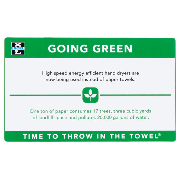 A green sign with white text reading "Going Green" and a green and white Excel logo.