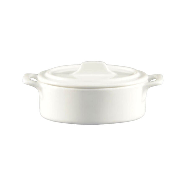 A CAC Gourmet white porcelain jar with lid.