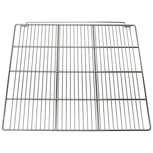 A Turbo Air stainless steel wire shelf with a metal grid on it.