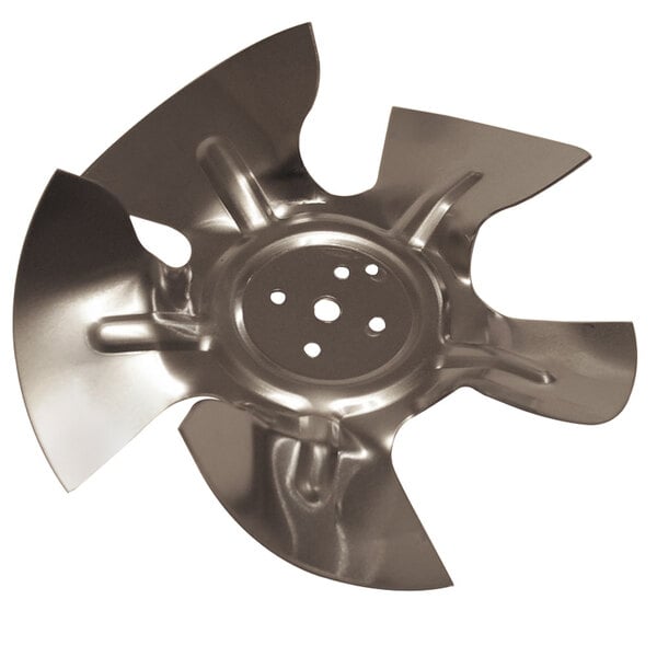 A Cecilware metal fan blade with two holes.