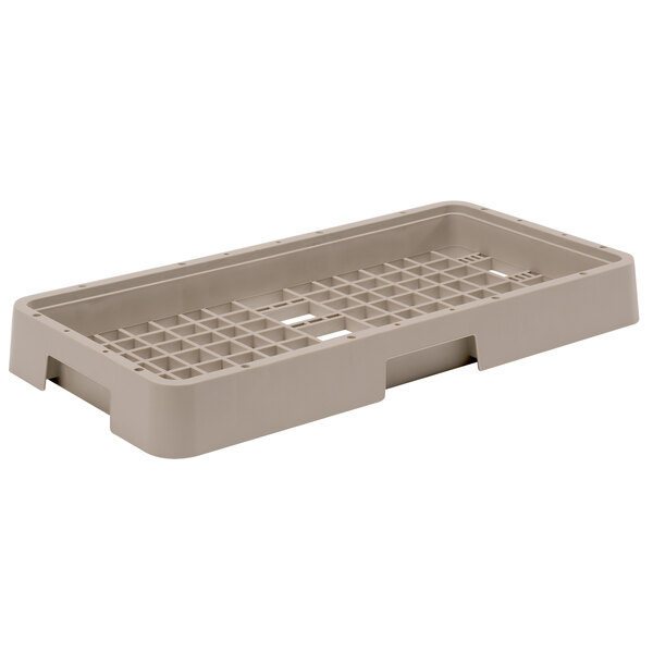 A beige plastic Vollrath Traex open rack with square compartments.