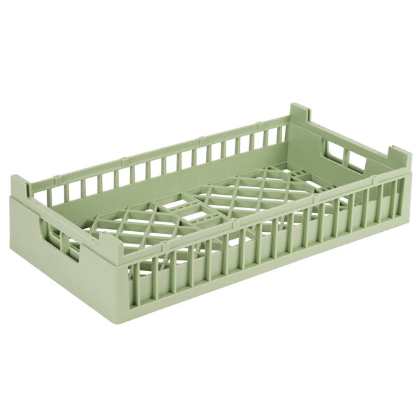 A light green plastic rack with holes.
