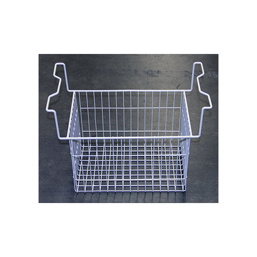 A True white wire basket with handles.