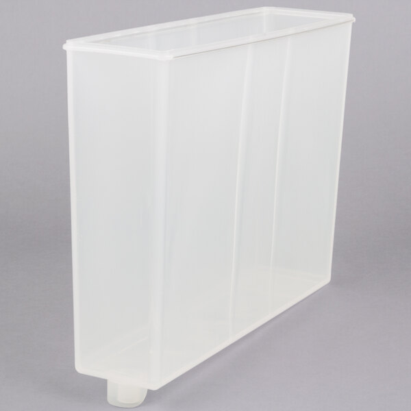 A white plastic container with a lid for a Grindmaster Cecilware cold beverage dispenser.