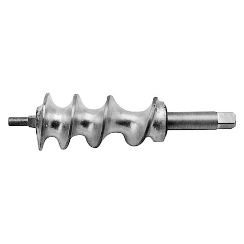 A metal worm gear with a metal handle.
