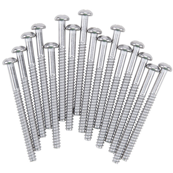 A row of Vollrath screws on a table.
