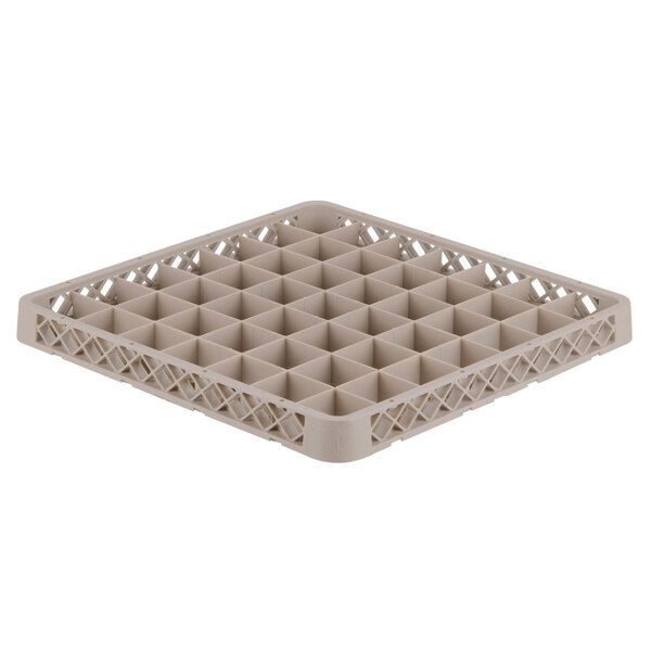A white plastic Vollrath Traex glass rack extender with a grid pattern of holes.