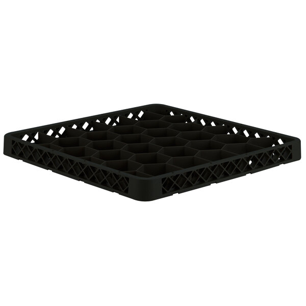 A black plastic container with holes for Vollrath TRH-06 Traex Full-Size Black Glass Rack Extender.