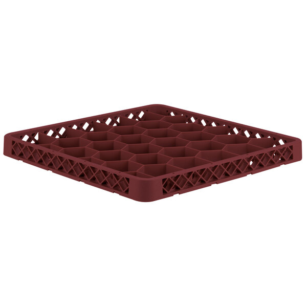 A red Vollrath Traex glass rack extender with compartments.