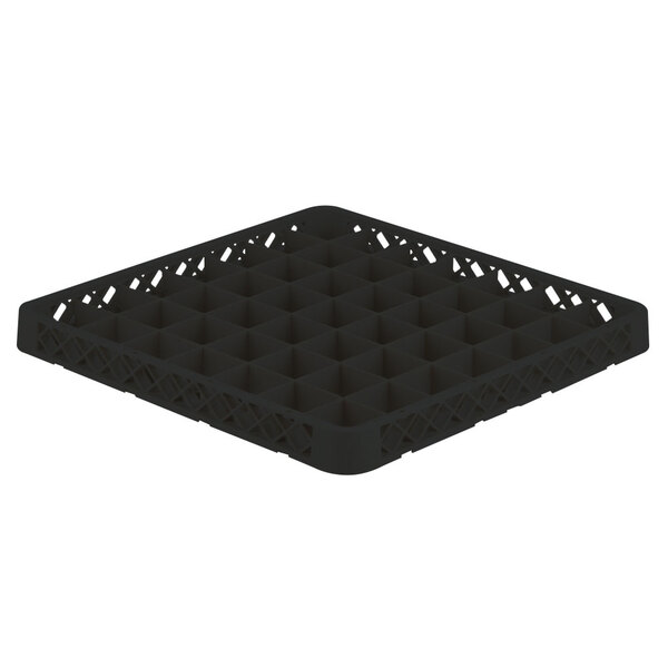 A black plastic tray with 49 compartments.