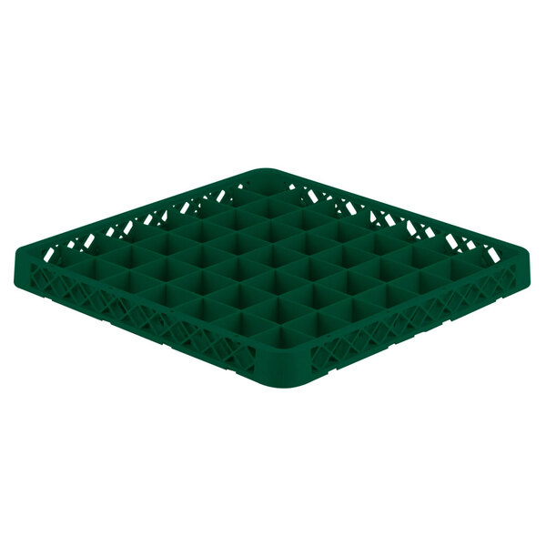 A Vollrath Traex green plastic glass rack extender with compartments.