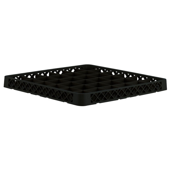 A black plastic Vollrath Traex glass rack extender with compartments.