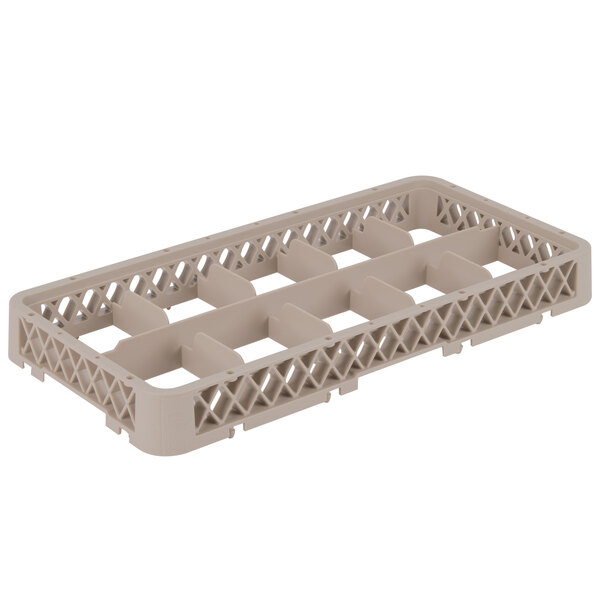 A beige plastic Vollrath Traex glass rack extender with 10 compartments.