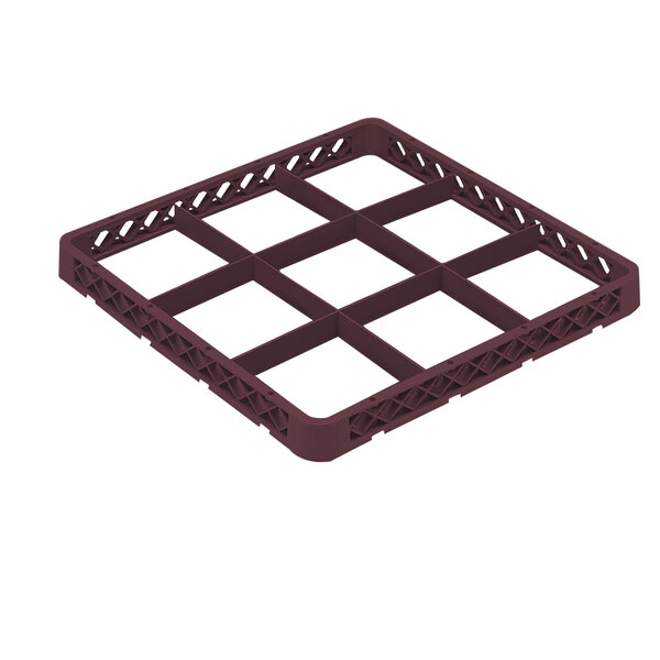 A brown plastic grid extender with 9 compartments.