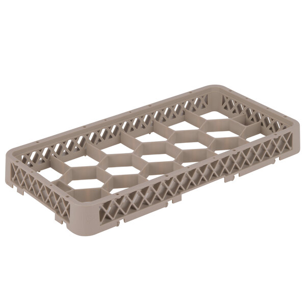 A beige plastic rack extender with holes.