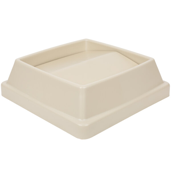 A beige square tip top lid for Continental Swingline containers.