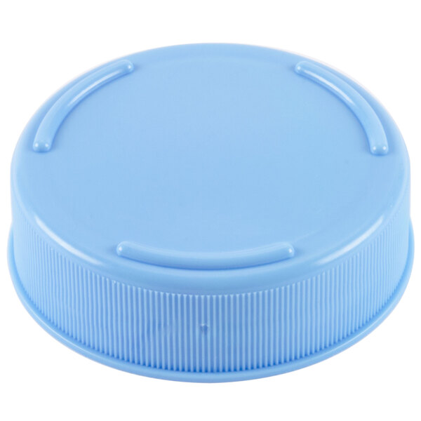 A close-up of a Tablecraft light blue plastic cap with a white rim.